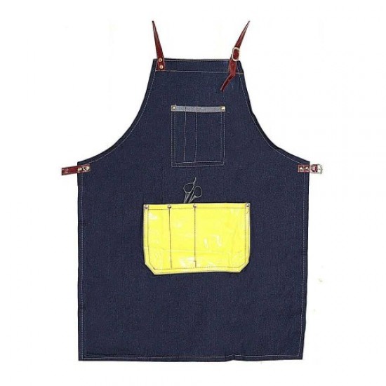 Denim apron with a yellow pocket, 58206, Hairdressers,  Health and beauty. All for beauty salons,All for hairdressers ,Hairdressers, buy with worldwide shipping