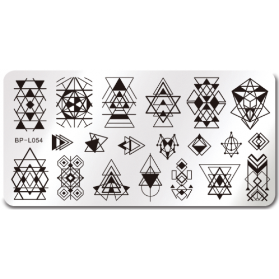 Plaat voor het stempelen van Geometry-piramides, BP-L054-2640-Ubeauty Decor-Stempeln