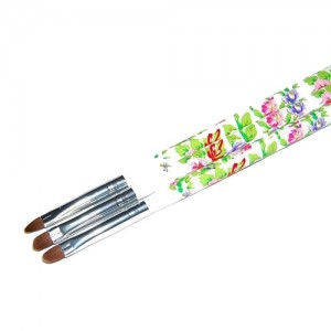 Gel brush white handle with flowers semicircular bristle №6