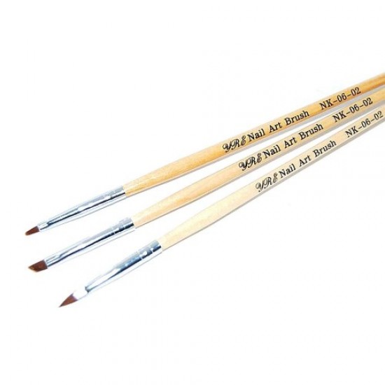 Set van 3 penselen voor gel #02 (houten handvat)-59094-China-Penselen