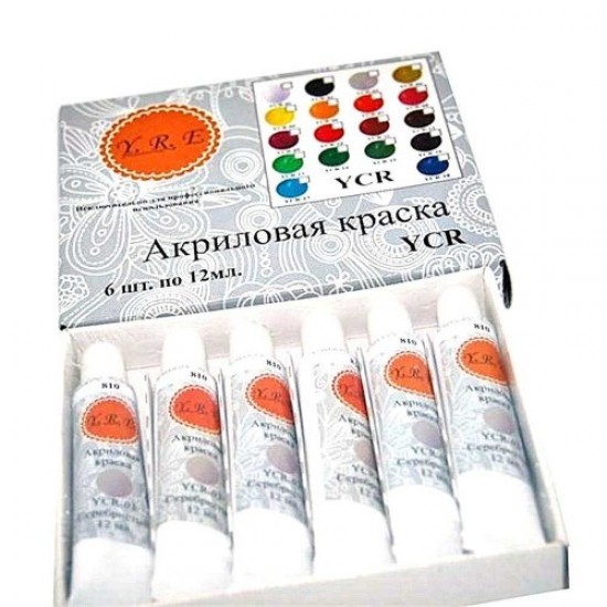 Farba akrylowa 12ml 6szt szara (kpl)-59950-Поставщик-układ akrylowy