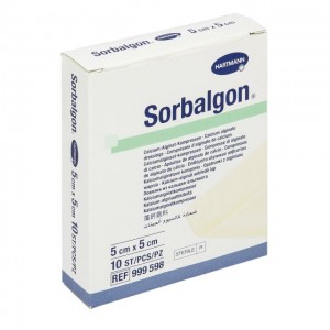 SORBALGON calcium alginaat fiber verband, 5 X 5 CM