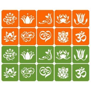 Set of stencils for bio-tattoo India 20 pcs.