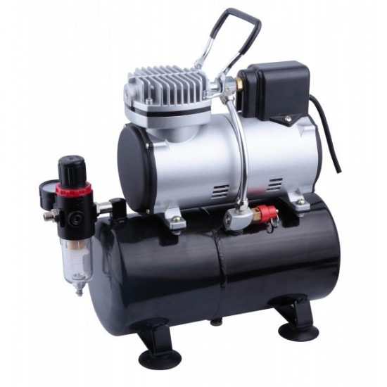 Compressor AS-186S for an airbrush with a receiver with thermal protection, FENGDA-tagore_AS-186S-TAGORE-Compressors for airbrushes