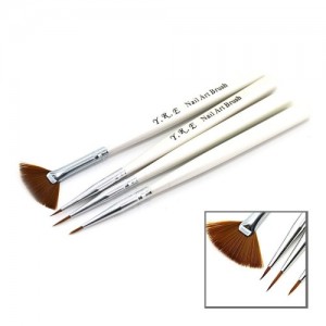  Set of 4 brushes for painting (beige short handle)