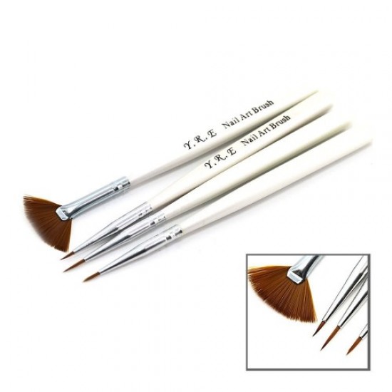 Set of 4 brushes for painting (beige short handle)-59089-China-Brush