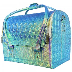 Manicure suitcase made of eco-leather 25*30*24 cm BLUE CHAMELEON ,MAS1150