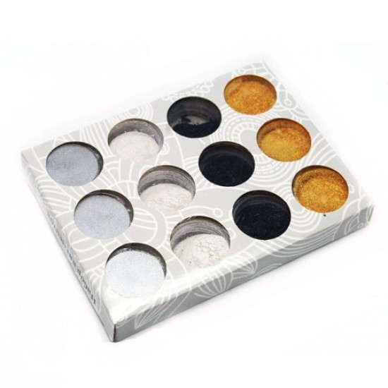 Decor set 12pcs pigment 6D (white/black/gold/silver), 59734, Nails,  Health and beauty. All for beauty salons,All for a manicure ,Nails, buy with worldwide shipping