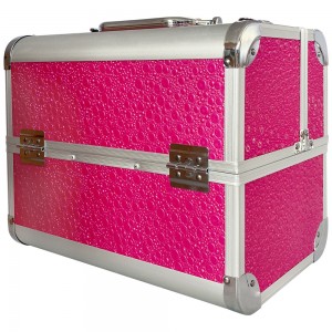  Metal manicure suitcase 25*32*21 cm. PINK OSTRICH ,KOD1500