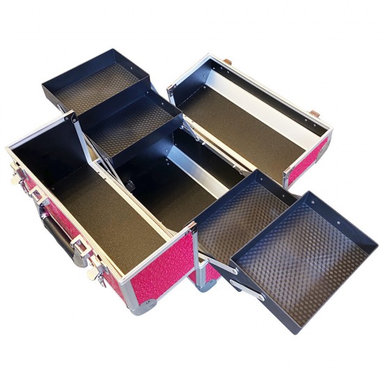 Metalen manicure koffer 25*32*21 cm ROZE STRUISVOGEL ,KOD1500-17500-Trend-Meisterkoffer, Maniküretaschen, Kosmetiktaschen