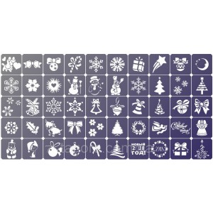 Set of stencils for bio-tattoo Winter 50 pcs.