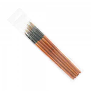 Набор кистей для акрила с деревянными коричневыми ручками В наборе кисти № 00,2,4,6,8 -(242)