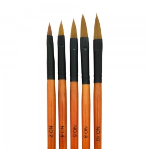  Conjunto de pincéis de acrílico com cabos de madeira marrom Conjunto de pincéis #00,2,4,6,8 -(242)