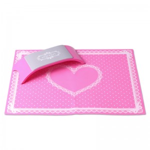 Silicone mat 40 x 30 cm with a palm rest, set, pale pink, photophone, videophone, set
