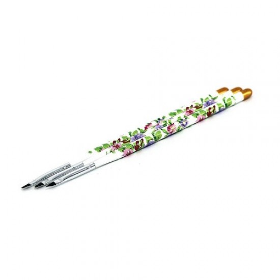 Pinselset 3tlg (weiß/floral)-59096-China-Pinsel