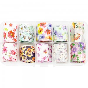 Nail art foil set 50 cm. 10 pcs. AUTUMN FLOWERS ,MAS078