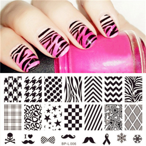 Stamping plate Zebra, cage, stripes, mustache, stars, BP-L006