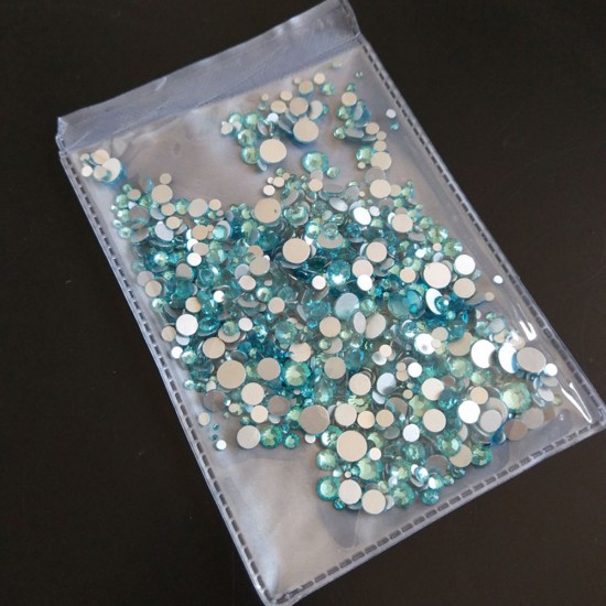Stones Aquamarine Different sizes S3-SS12 glass 1440 pieces -(580)-19001-China-Nail stag