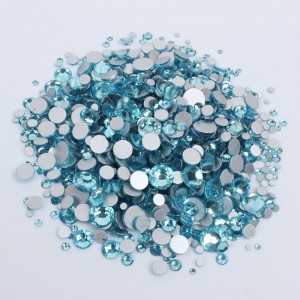  Stones Aquamarine Different sizes S3-SS12 glass 1440 pieces -(580)