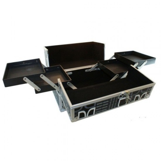 Koffer Aluminium A3 schwarz-61039-Trend-Meisterkoffer, Maniküretaschen, Kosmetiktaschen