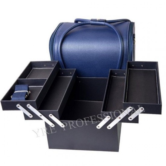 Mala master couro 2700-1B azul-61097-Trend-Malas de mestre, bolsas de manicure, bolsas de cosméticos