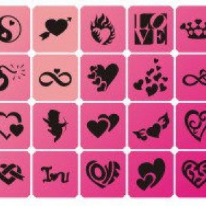  Set of stencils for bio-tattoo Valentine 20 pcs.