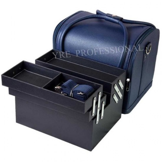 Mala master couro 2700-1B azul-61097-Trend-Malas de mestre, bolsas de manicure, bolsas de cosméticos
