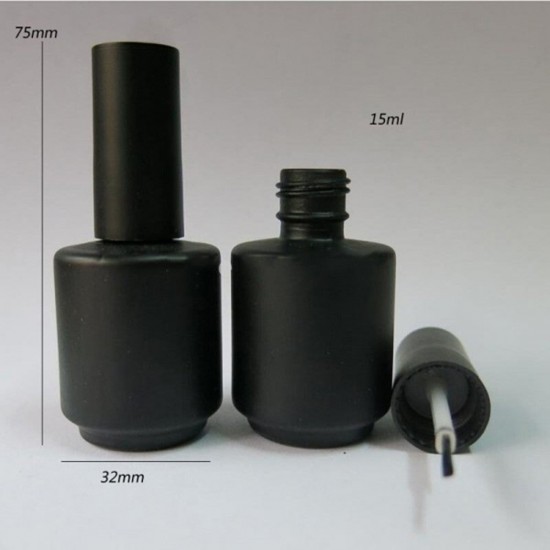Zwarte lege cilindrische fles met kwastje 15 ml, FFF023KOD040-16662--Container