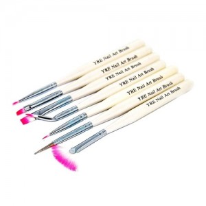  Set of 7 brushes for painting (beige short handle)
