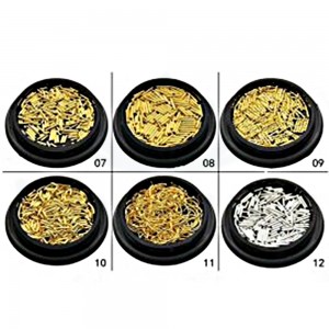 Set of jewelry for nail design metal, gold color, bindis, No. 03