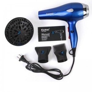 Secador de cabelo 3318 KM 1800W com difusor, secador de cabelo kemei km 3318, para modelar, confortável na mão, 2 velocidades, 3 bicos incluídos