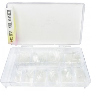 Recipiente com unhas postiças QUADRADAS transparentes Zinat 500 unhas ,MAS062