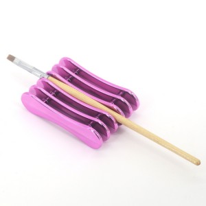 Compact stand for manicure brushes, 5 sections, durable plastic, for nail art, pink