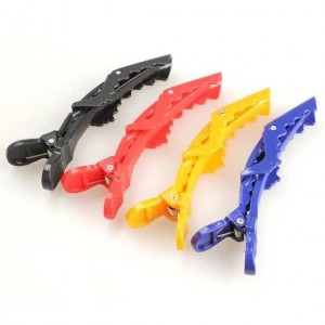 Hair clip plastic crocodile 6pcs (white/black/red/blue)