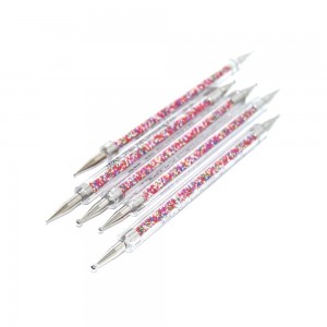 Набор дотсов с прозрачный ручкой наполненной разноцветными мелкими бусинами 5шт,KOD-ND-05-6-7