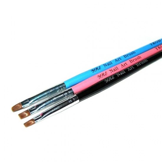 Пензель для гелю рожева ручка прямий ворс №8-59152-China-Щітки, пилки, АФС