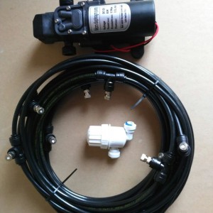 Kit for fog formation 10m. 10 nozzles 0.3 mm. with pump. White.