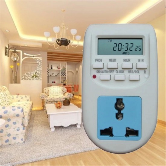 Soquete timer universal com programador semanal, display LCD, digital-63960-Domis-tudo para casa