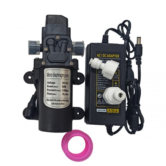 12V 60W Water Pressure Diaphragm Pump Water Pressure Booster Pump 0.8Mpa 5L/min & Misting System US Stock