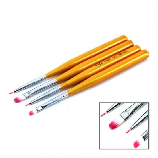 Set of 4 brushes for painting (yellow short handle)-59087-China-Brush