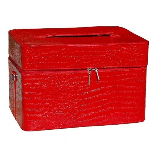 Mala master couro sintético 2700-9 laca vermelha-61085-Trend-Malas de mestre, bolsas de manicure, bolsas de cosméticos