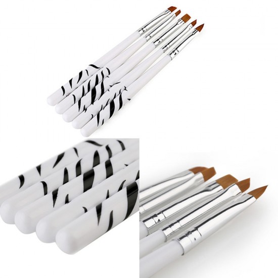 A set of 5 brushes for gel nail Polish Zebra ,MIS120-(2684), 19101, Brush,  Health and beauty. All for beauty salons,All for a manicure ,All for nails, buy with worldwide shipping