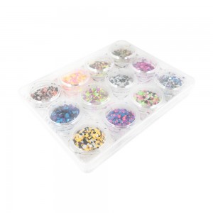  Un ensemble de confettis multicolores lumineux dans des bocaux Décorations d'ongles 12 bocaux