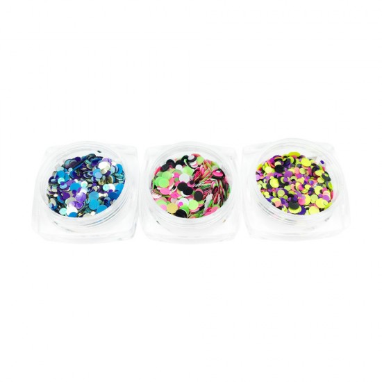 Set of bright colorful confetti in jars Nail decorations 12 jars, MIS090, 19247, Decor,  Health and beauty. All for beauty salons,All for a manicure ,All for nails, buy with worldwide shipping