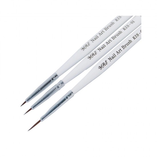 Set of thin brushes for painting with WHITE handles 3 pcs, KOD120-H01793/3-19105-China-Brushes, saws, bafs