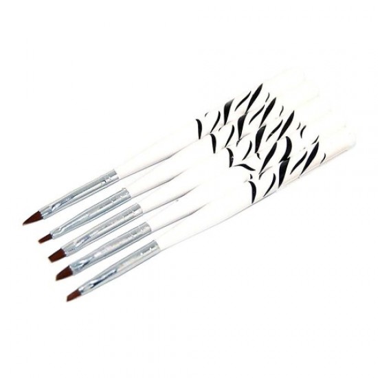 Set of brushes 5pcs for Chinese painting (black and white short handle)-59055-China-Brush