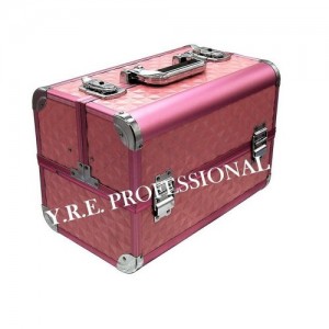 Koffer aluminium 3625 roze ruit