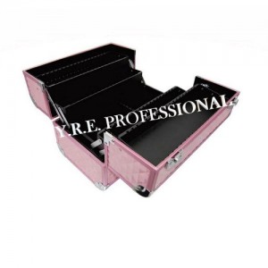  Walizka-walizka aluminiowa 3625 różowy romb