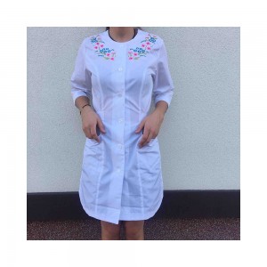  Embroidered robe with buttons WHITE size 42