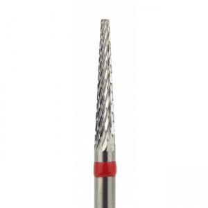 Carbide cutter Cone truncated, notch Fine, red, for manicure and pedicure, treatment of corns